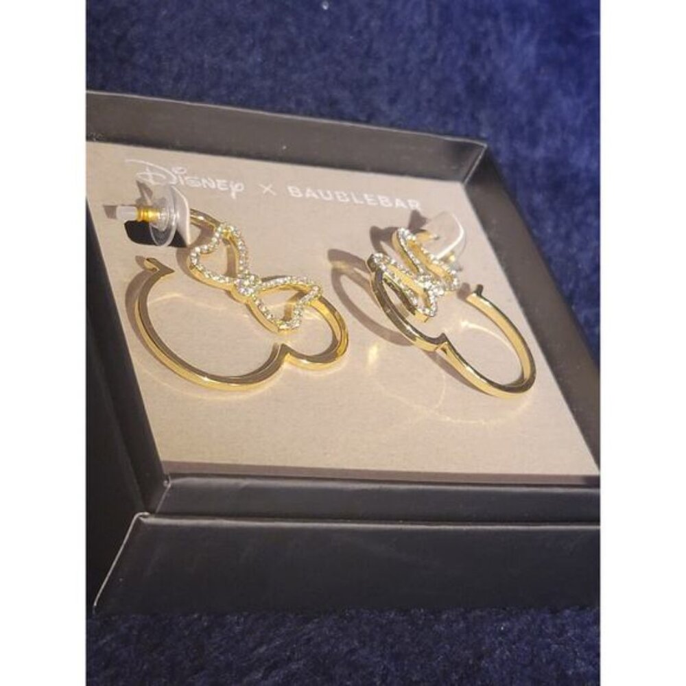 Disney x BaubleBar Gold Minnie Mouse Silhouette Rhinestone-encrusted Earrings